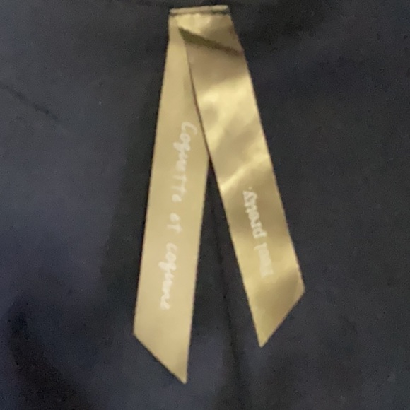 Coquette ET COQUINE- navy blue & white off the shoulder chiffon layer midi dress - Picture 7 of 11